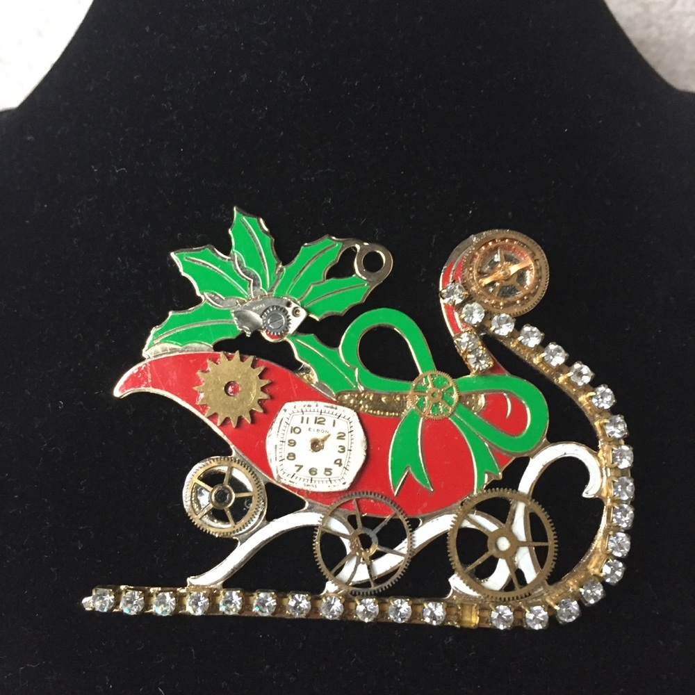 Vintage G Duchin Redesigned Singed Sleigh Pin